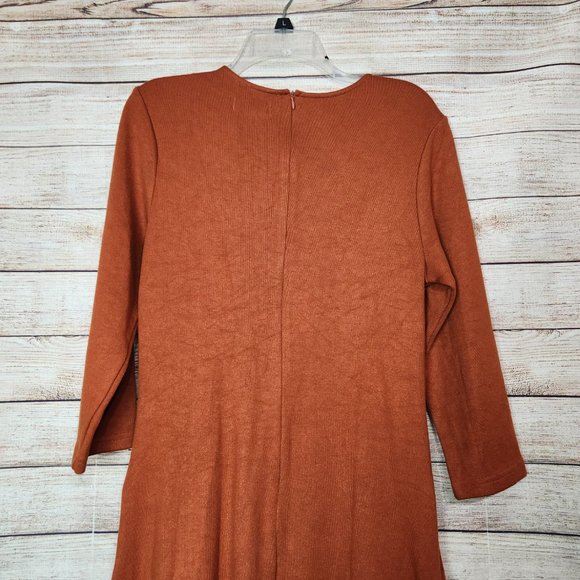 NWT Roolee Women's Burnt Orange Pockets Maxi Zipper Back Stretchy Dress Size M - Picture 13 of 16